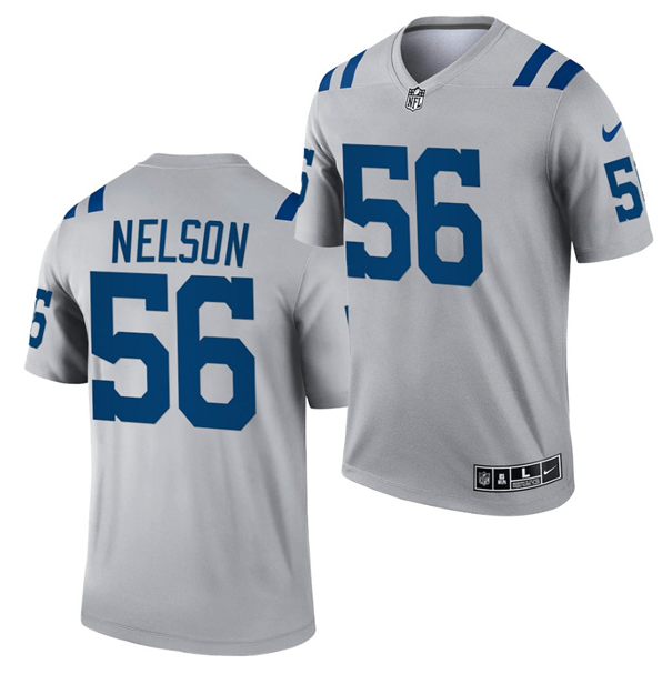 Men's Indianapolis Colts #56 Quenton Nelson Gray Inverted Legend Stitched Football Jersey